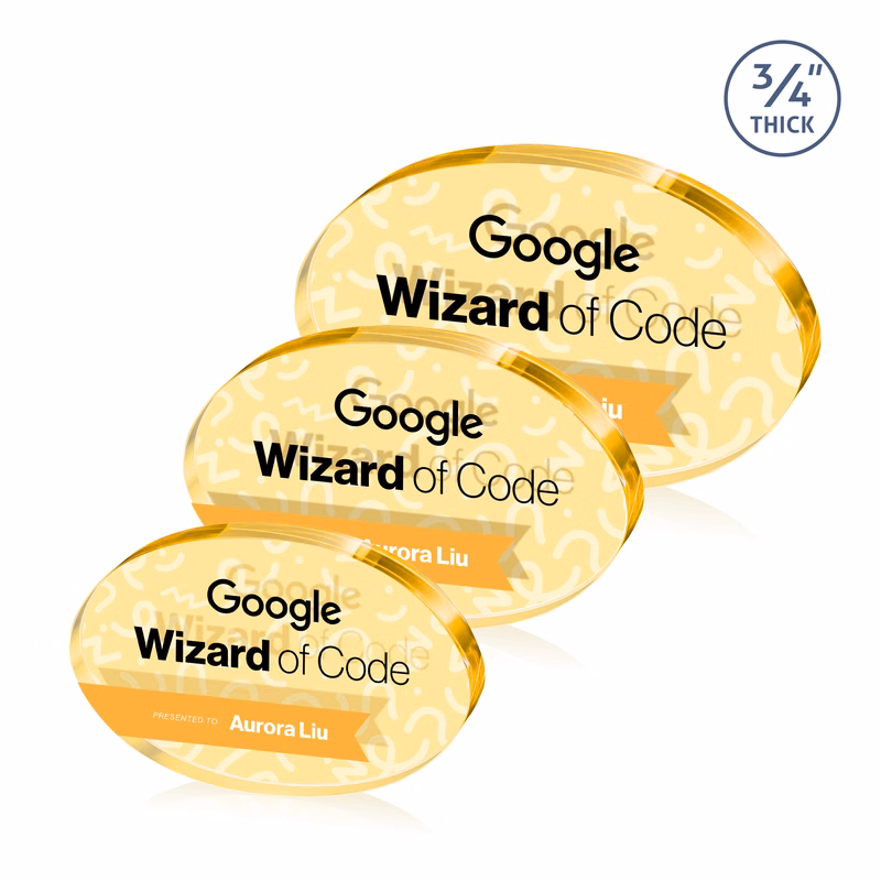 Baldus Oval VividPrint™ Double Sided Award - Gold