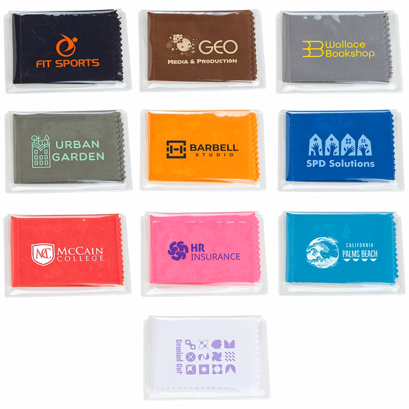 6" x 6" 220GSM Microfiber Cleaning Cloth in Clear PVC Case