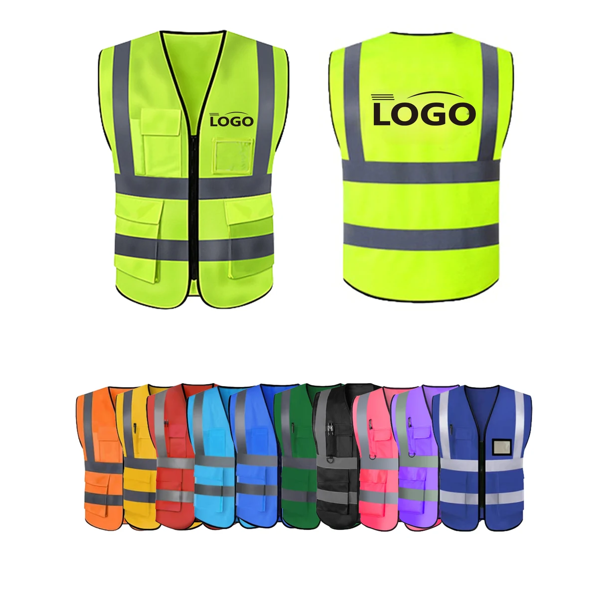 Reflective Safety Vests with Pockets and Zipper 1