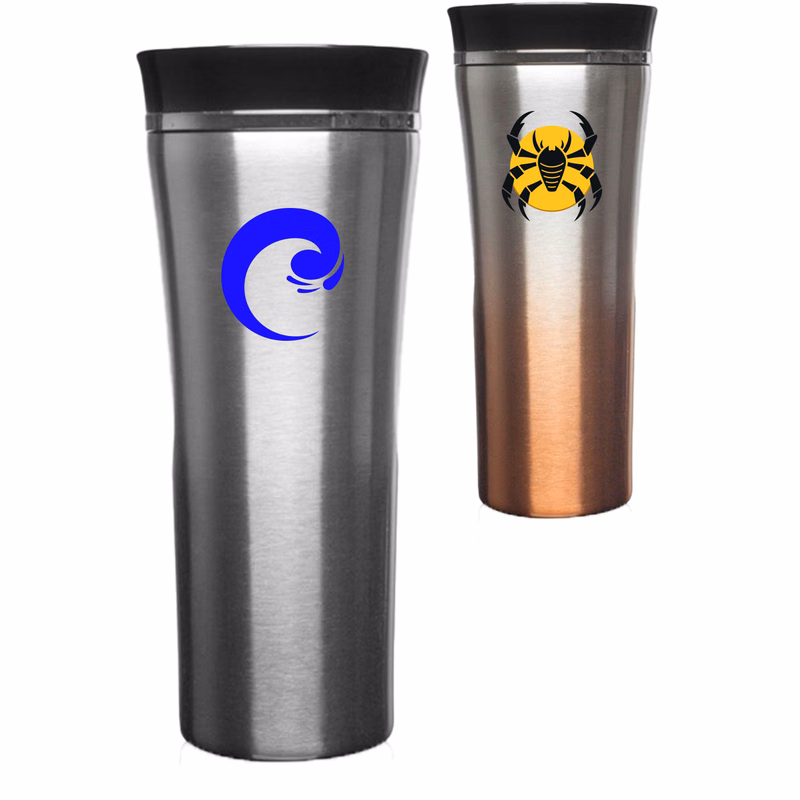 16 oz. Two Tone Double Wall Steel Travel Mugs