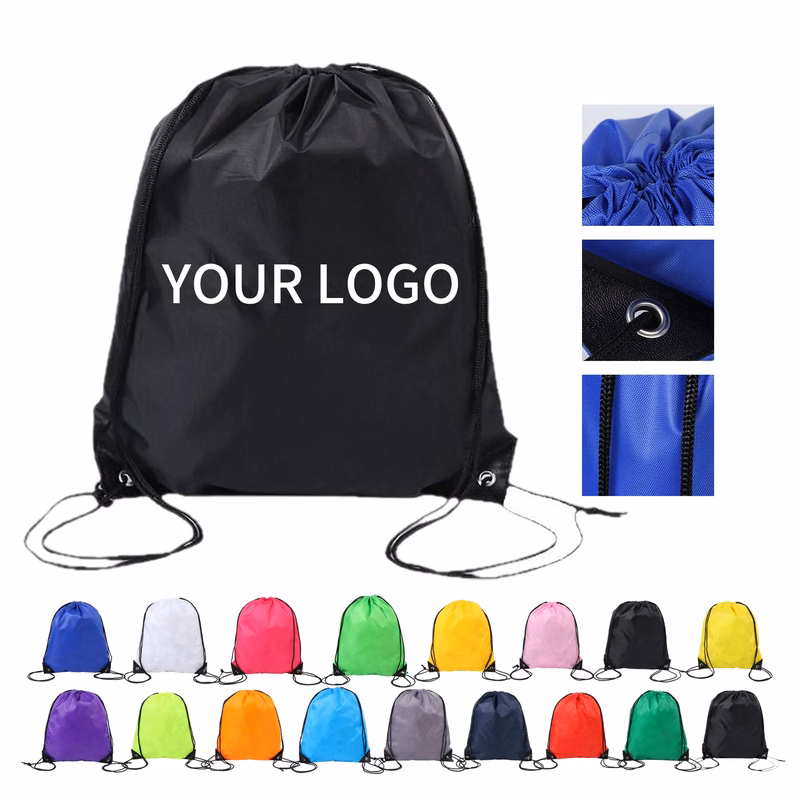 Polyester Drawstring Backpack 13x16.5 Inch Lightweight