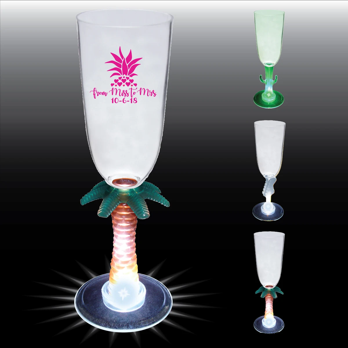 7oz Light Up Novelty Stem Plastic Champagne Flute 1