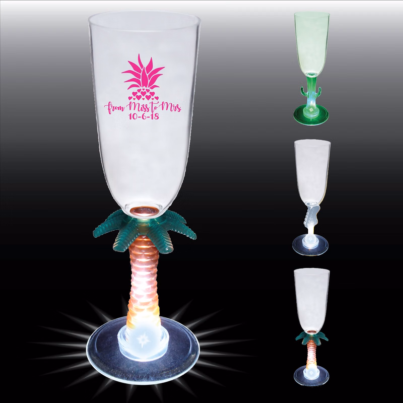 7oz Light Up Novelty Stem Plastic Champagne Flute