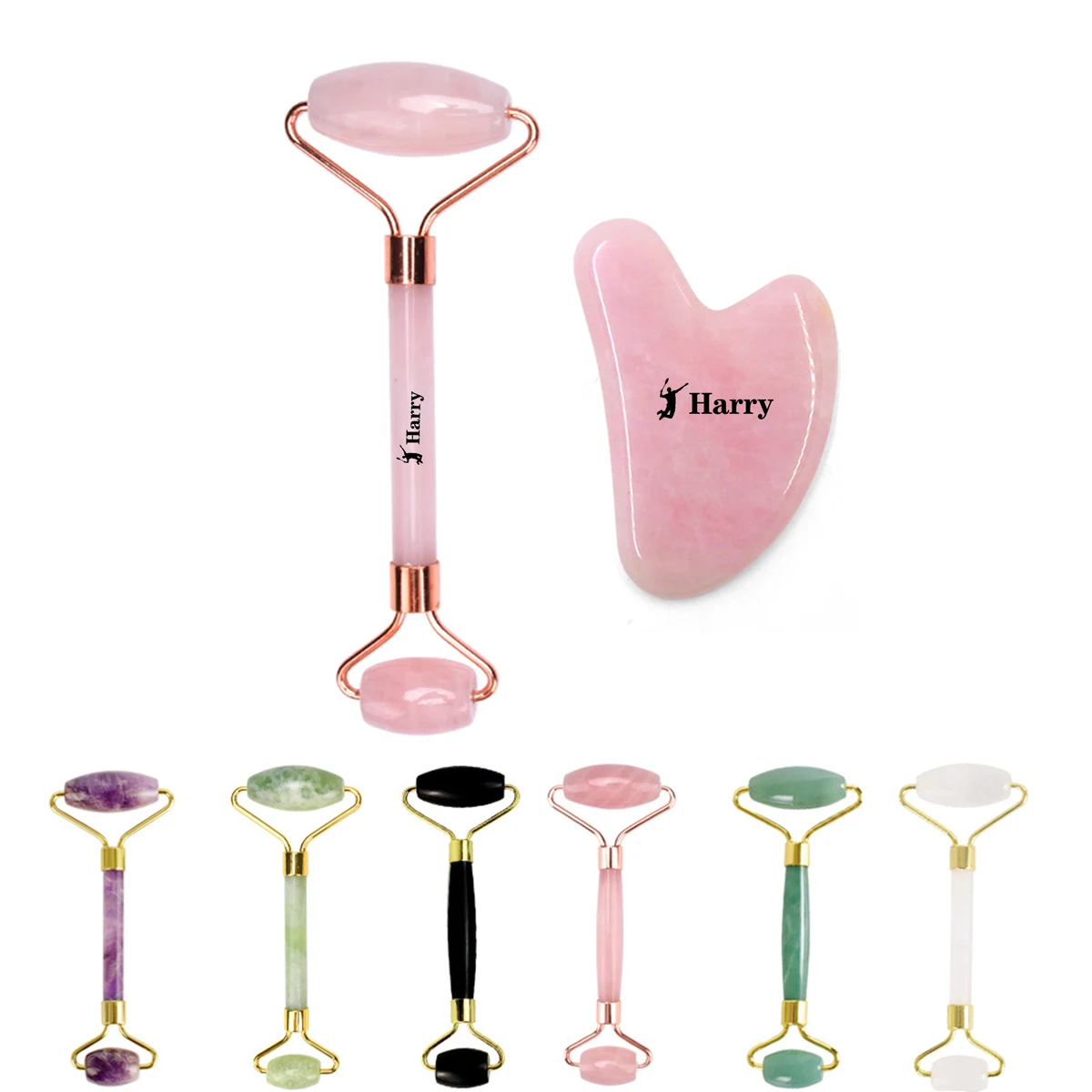 Jade Roller Dual-Head Massager Set 1