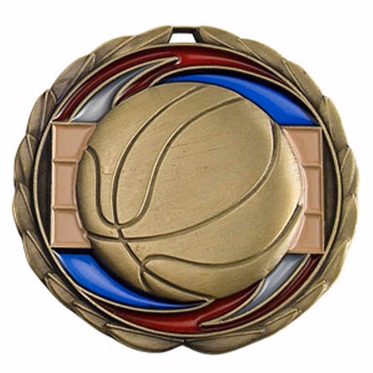 Basketball Color Epoxy Medallion (2-1/2")