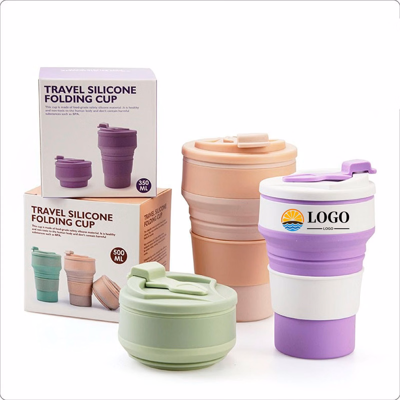 Collapsible Travel Cup Silicone Camping Bottle With Lids