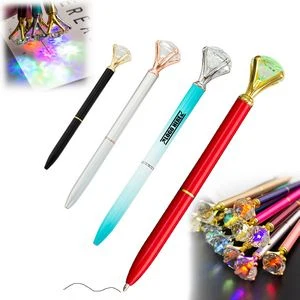 Luxury Big Top Diamond Metal Pen With LED 1
