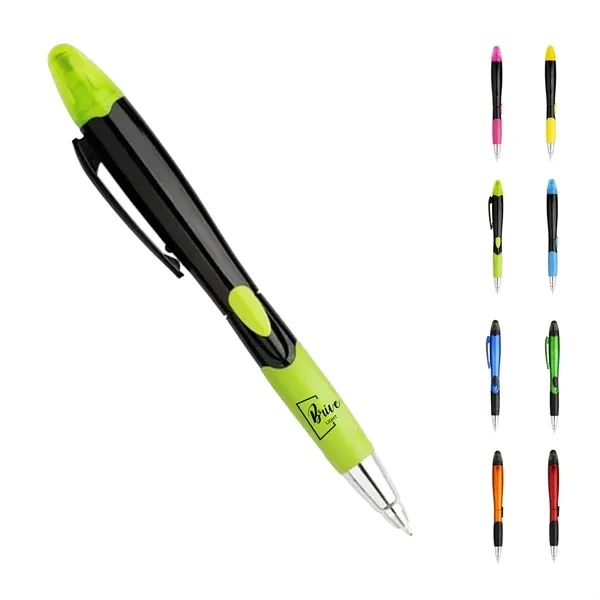 Custom Slim 3 in 1 Ballpoint Pen With Highlighter & Stylus — Touch Screen Tool 1