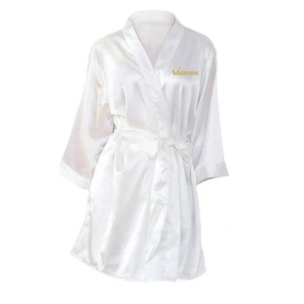 Women's Solid Polyester Short Cardigan Robe 1