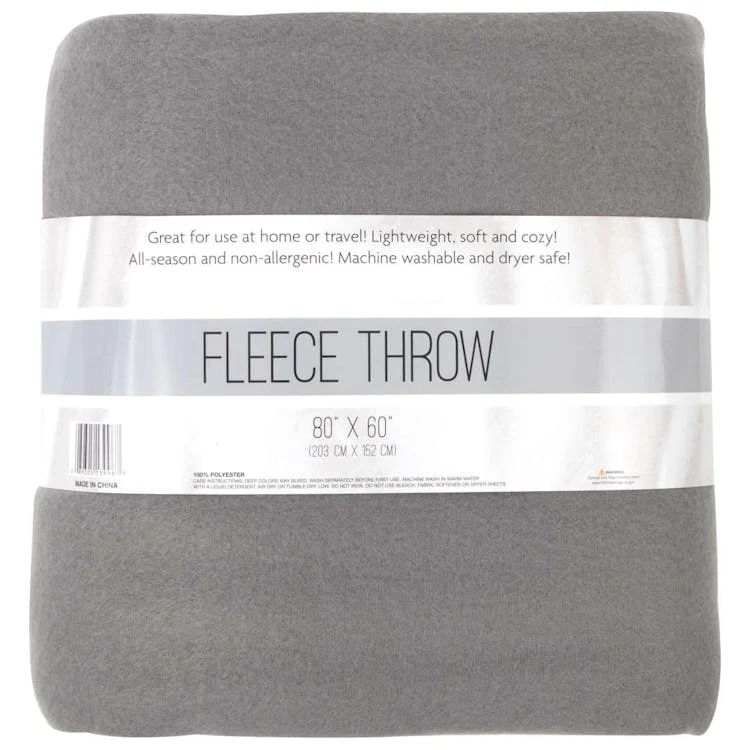 Twin Fleece Blankets Gray - 80" x 60" 1