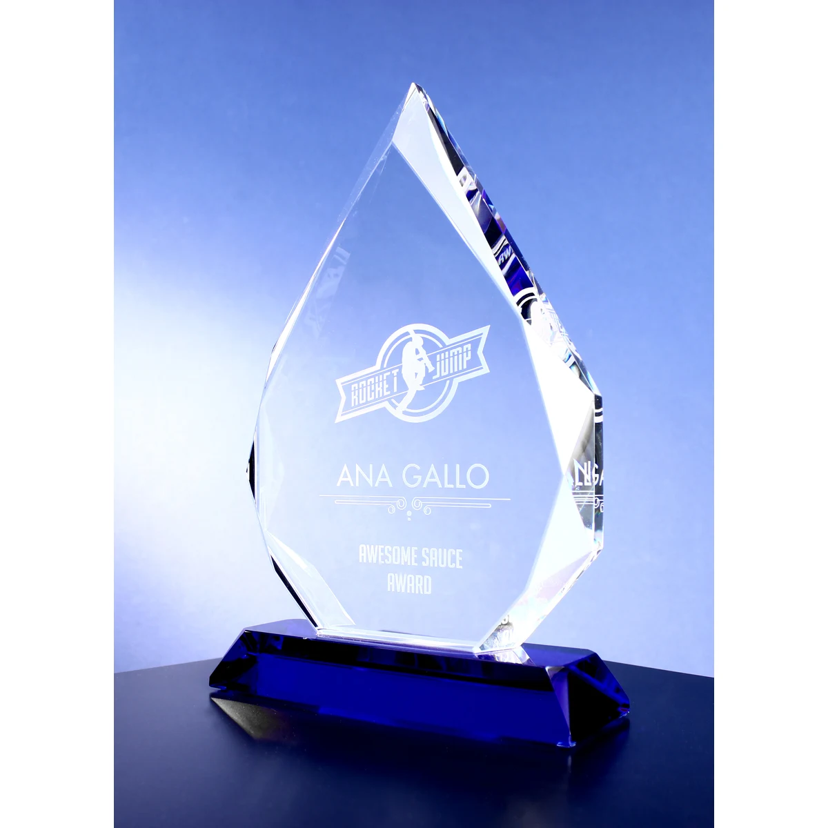 8'' Crystal Diamond Award On Blue Base 1