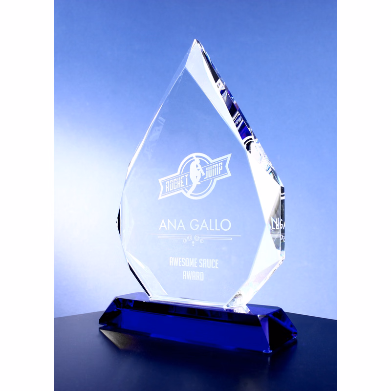 10'' Crystal Diamond Award On Blue Base