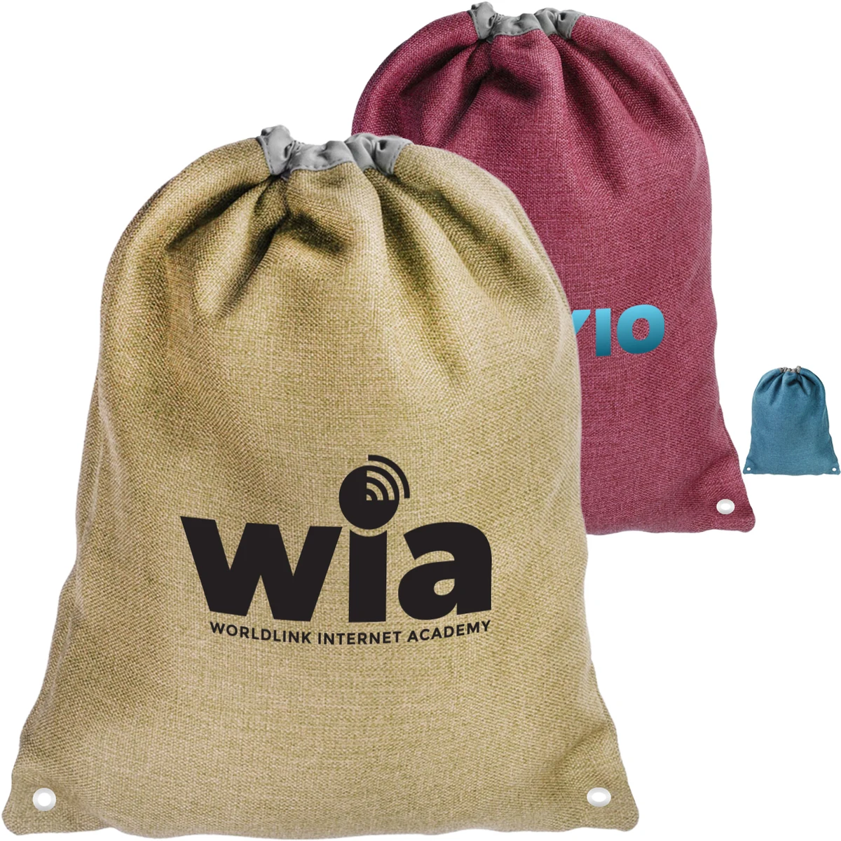 Linen Cromwell Drawstring Backpacks 1