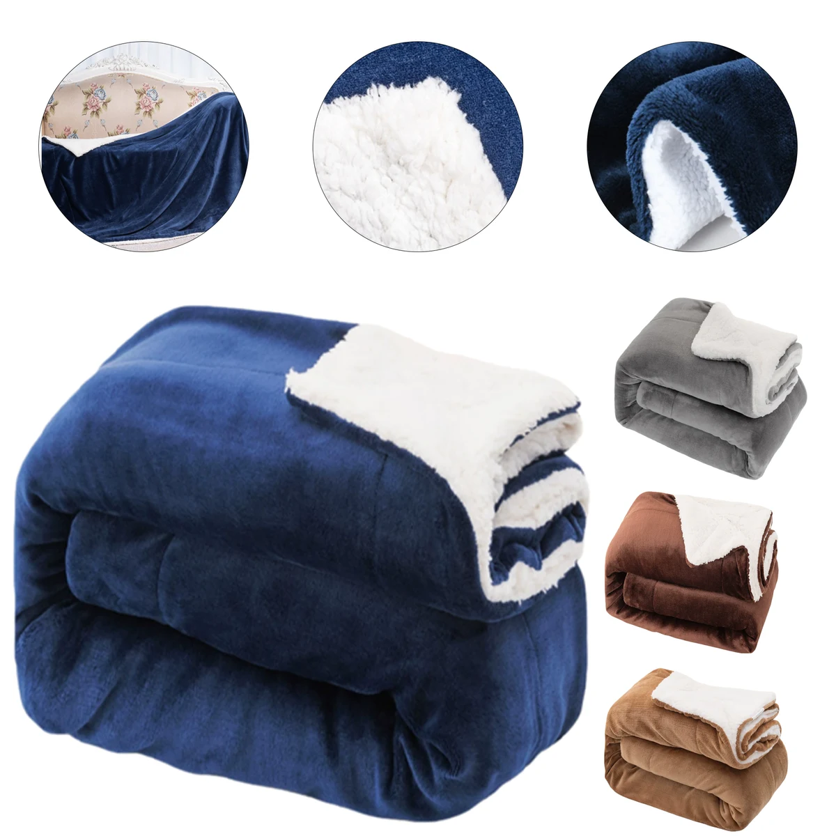 Micro Mink Solid Colors Sherpa 50" x 60" Blanket 1