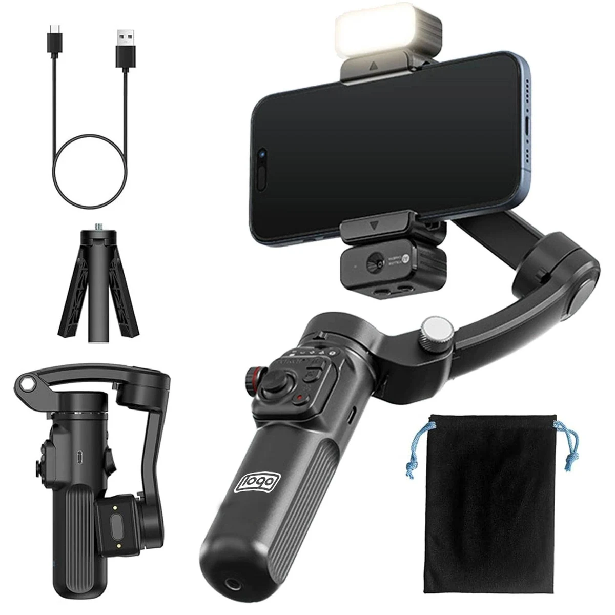 Phone Gimbal Stabilizer for Video Recording w/ Fill Light 1