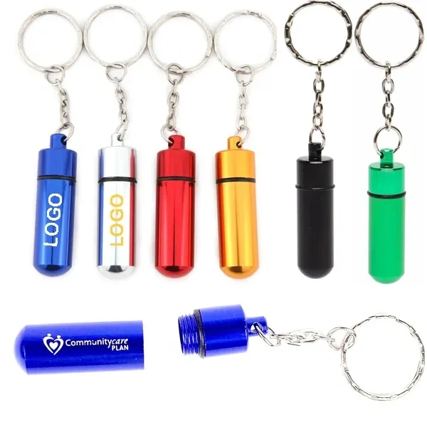 Small Aluminum Pill Tube Keychain 1