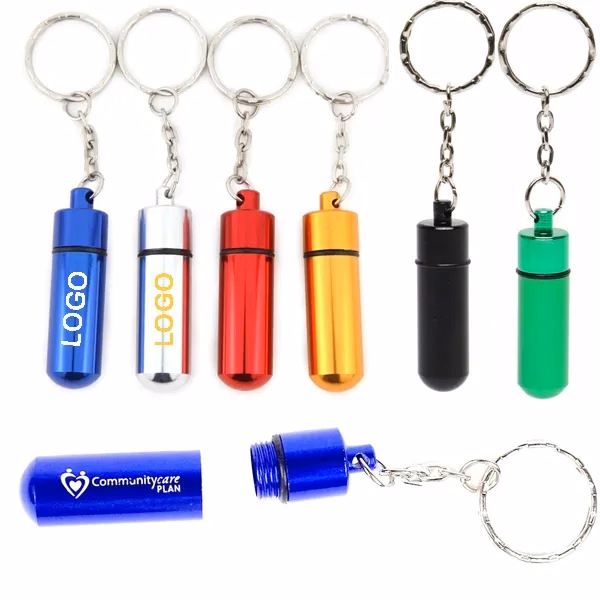 Small Aluminum Pill Tube Keychain