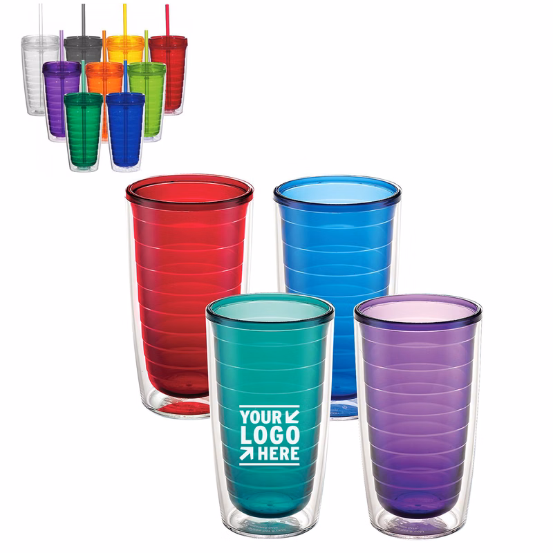 Clear & Colorful Insulated Tumbler 16 Oz