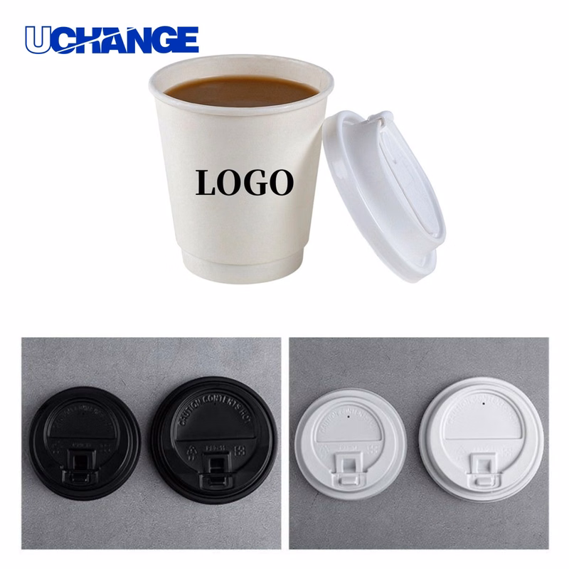 Double Wall Disposable Coffee Paper Cup Container with Lid (8 oz)