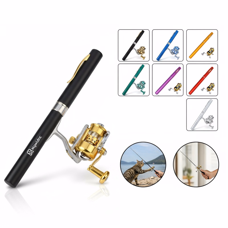 Aluminum Alloy Pen-Style Fishing Rod 1m Mini Portable Pocket Ice Raft Bridge Fishing Hard Action