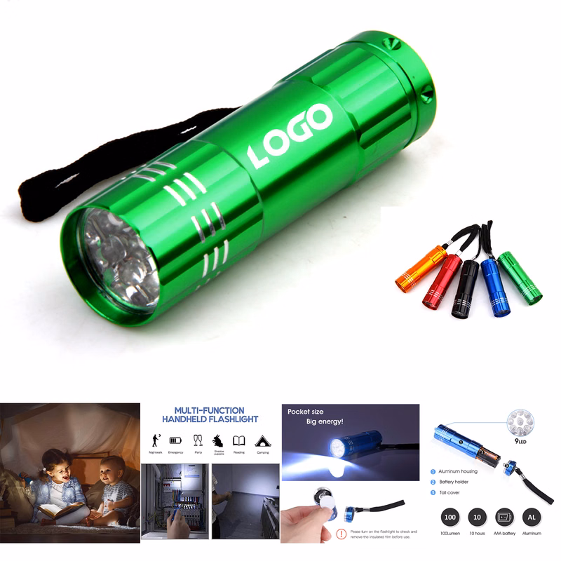 Flashlights 9 LED Mini Aluminum Flashlight