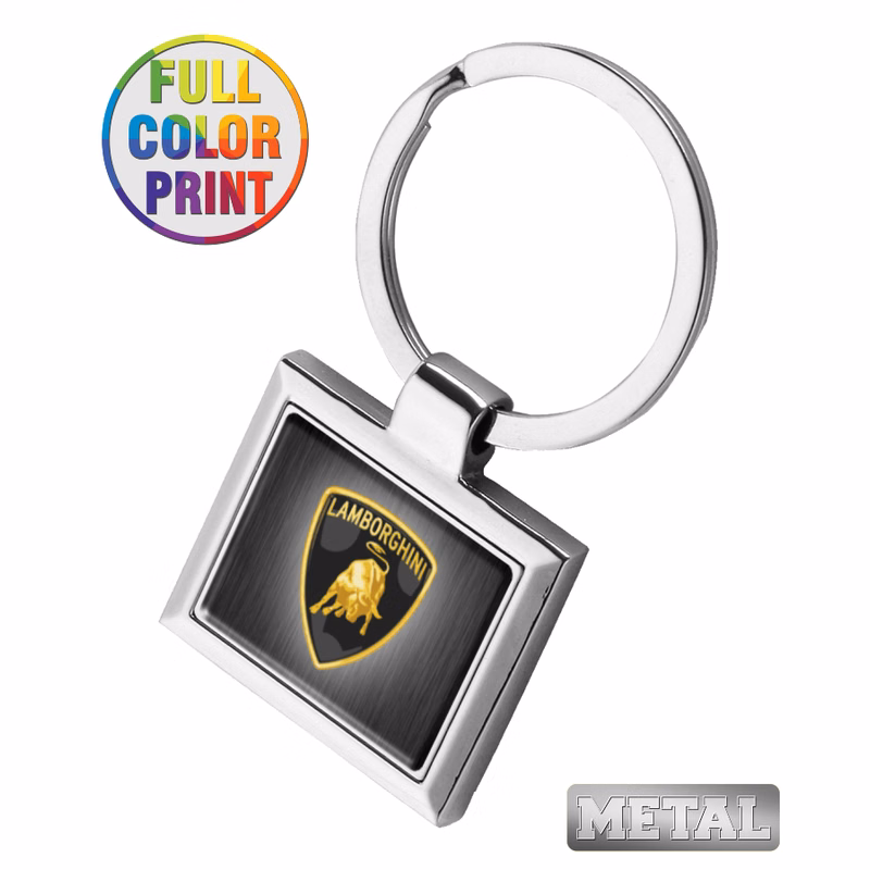 Square Shaped Metal Keychain -Full Color Dome