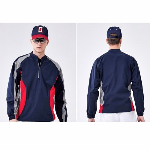 Premium Long Sleeve Quarter Zip Baseball Windbreaker - Woven Satin