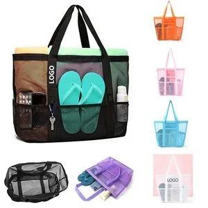 Large Foldable Mesh Beach Swimming Tote Bag 1