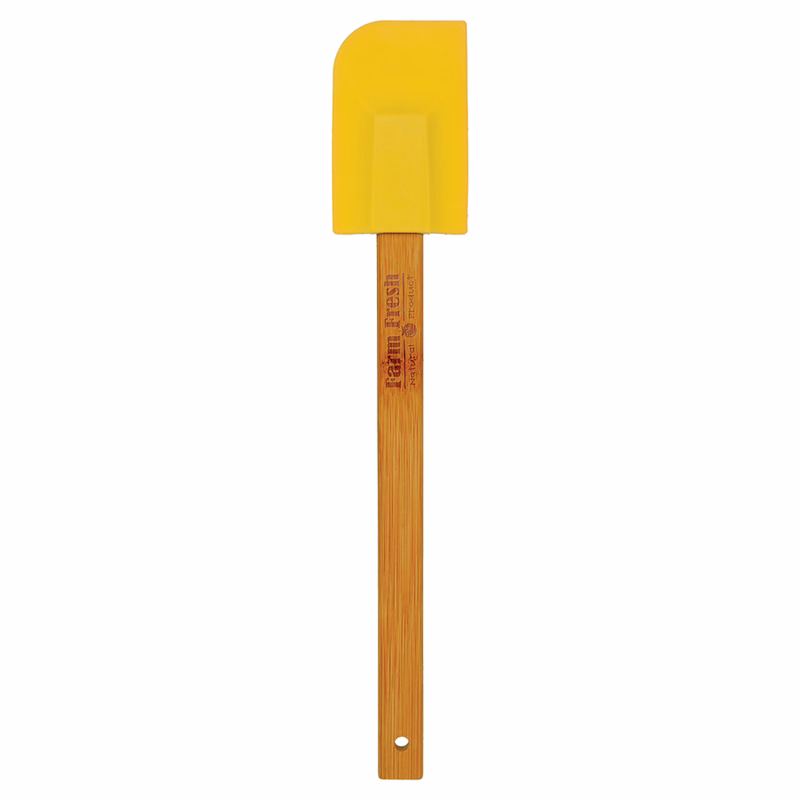 11 3/4" Yellow Silicone Spatula with Bamboo Handle