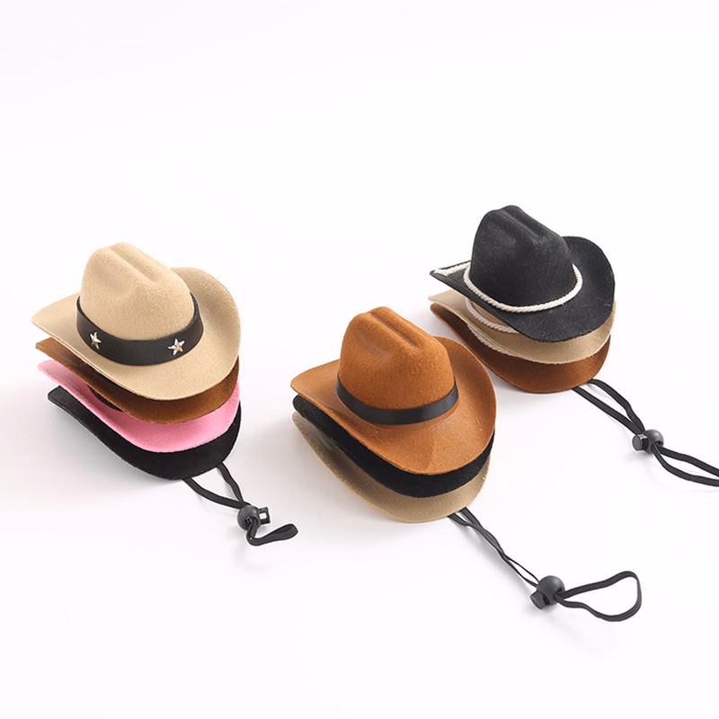 Adjustable Cowboy Pet Hat With Gold Star Pin