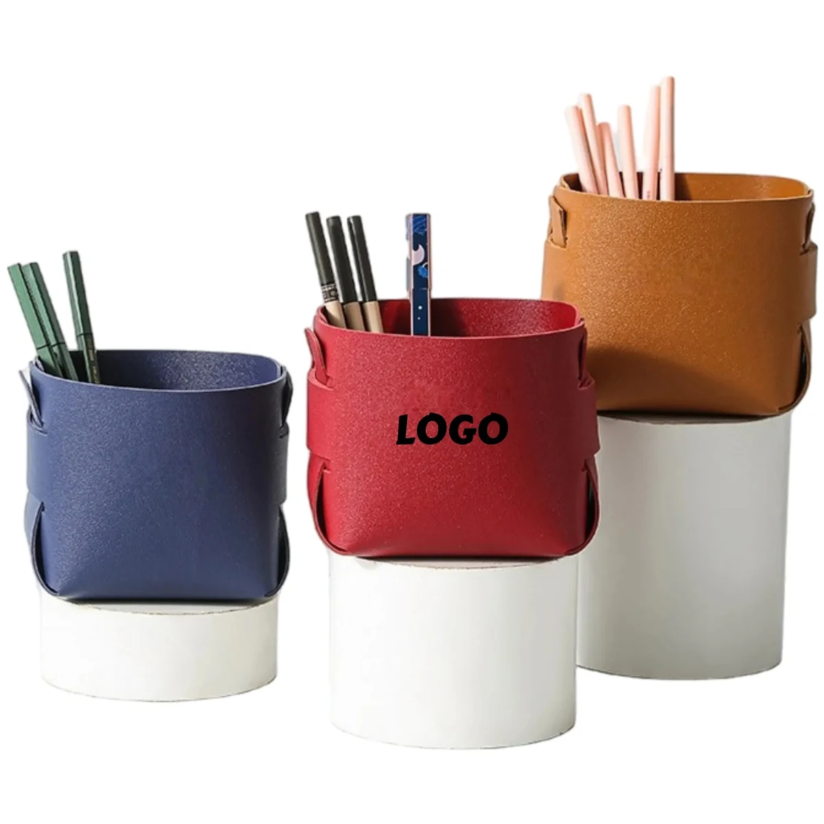 Foldable PU Leather Organizer Bin Desk Tray 1