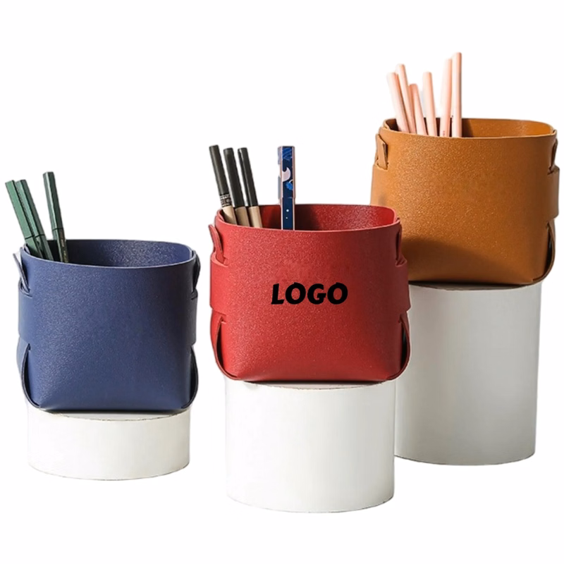 Foldable PU Leather Organizer Bin Desk Tray