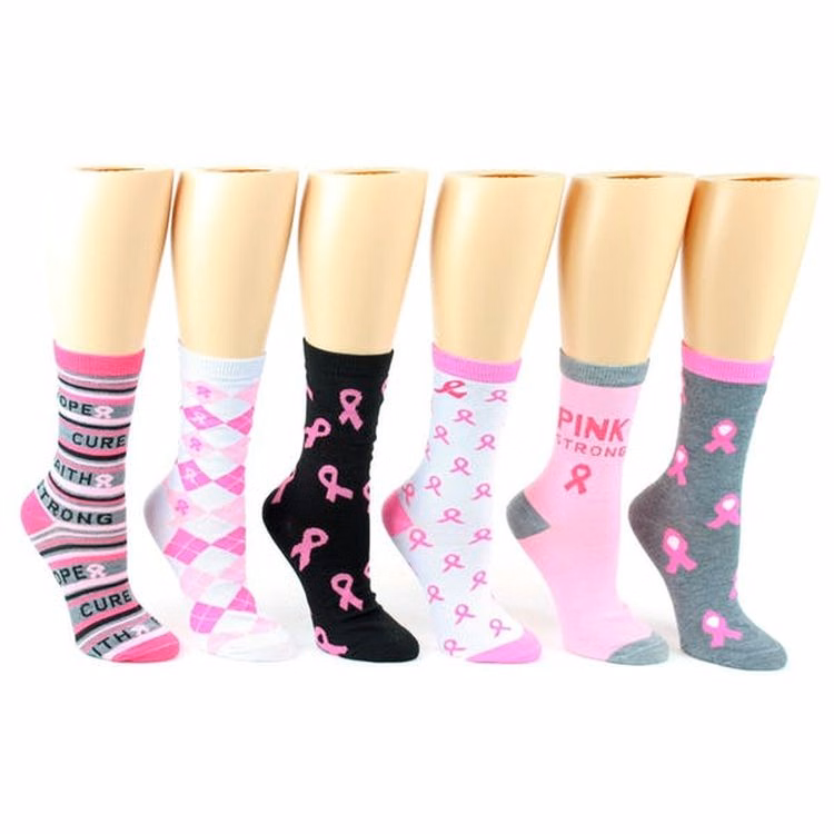 Breast Cancer Awareness Crew Socks - Size 9-11
