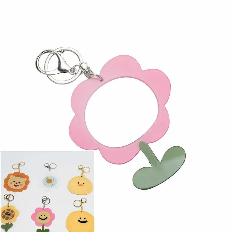 Portable Mini Acrylic Round Mirror with Cute Cartoon Design