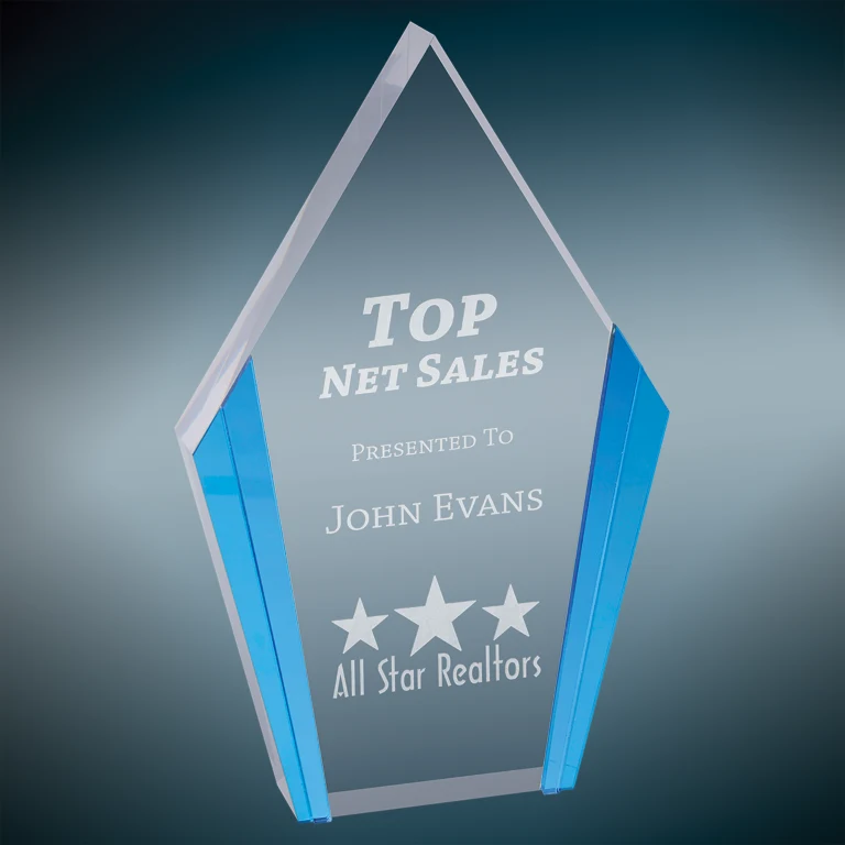 4.75" x 7.5" Blue Diamond Acrylic Award 1