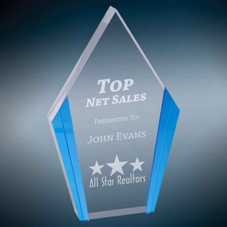4.75" x 7.5" Blue Diamond Acrylic Award