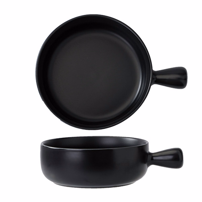 20 oz Round Ceramic Salad Bowl with Handle