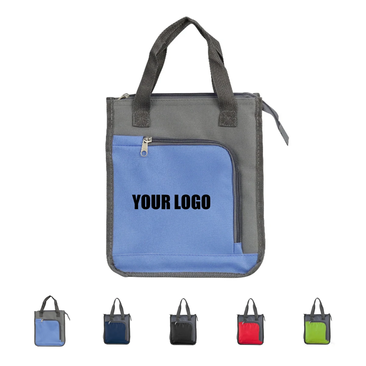 Two Tone Insulated Lunch Tote Polyester With Lining 8.7" x 10.2" x 4.72" 1