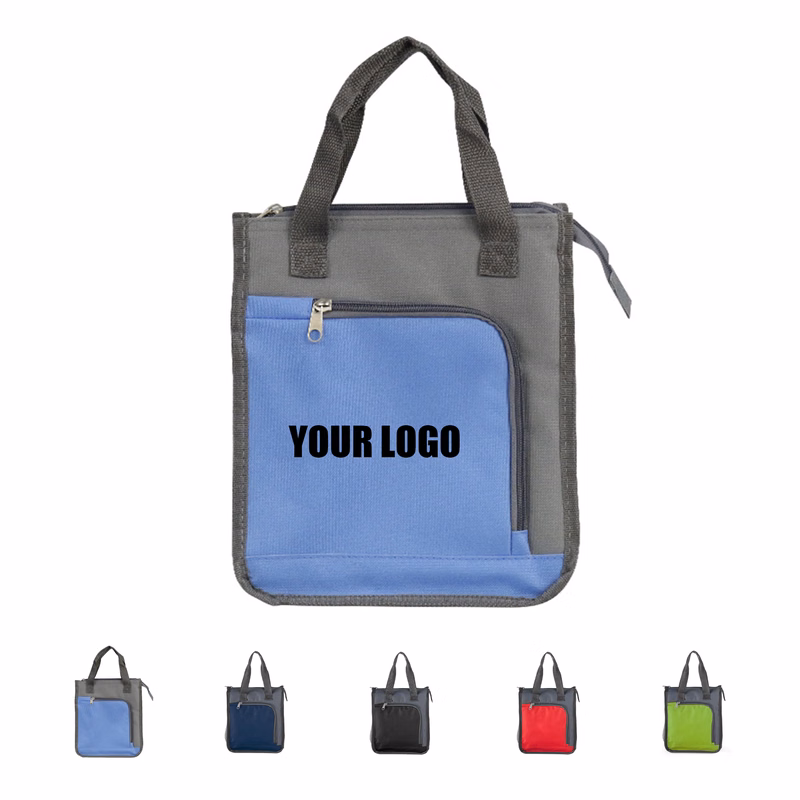 Two Tone Insulated Lunch Tote Polyester With Lining 8.7" x 10.2" x 4.72"