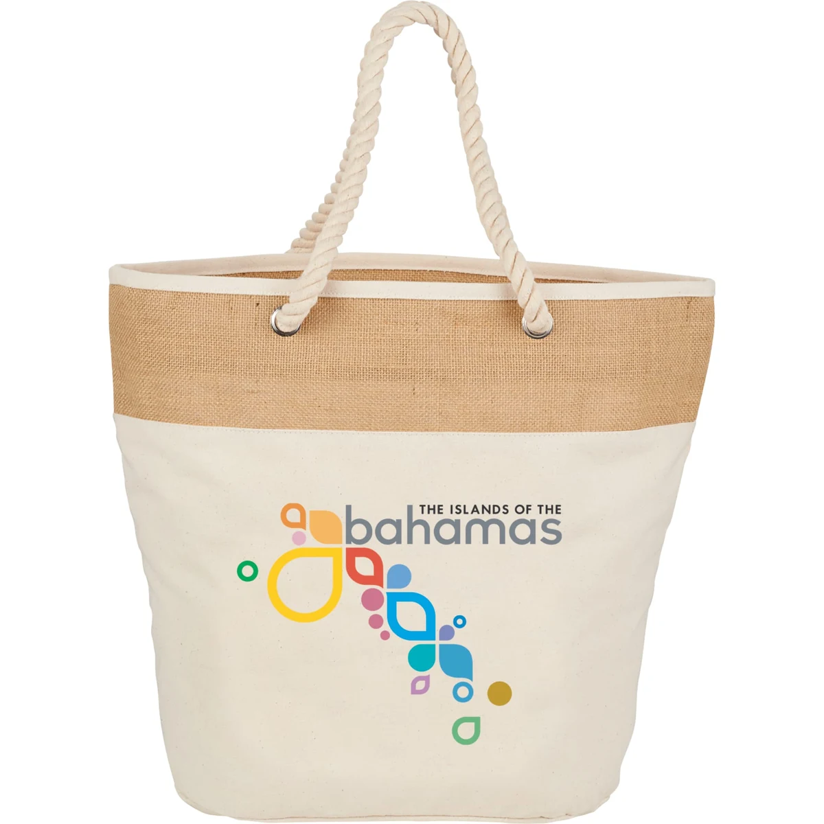 Jute Accent 12oz Cotton Canvas Rope Tote, custom tote bag with logo imprint 1