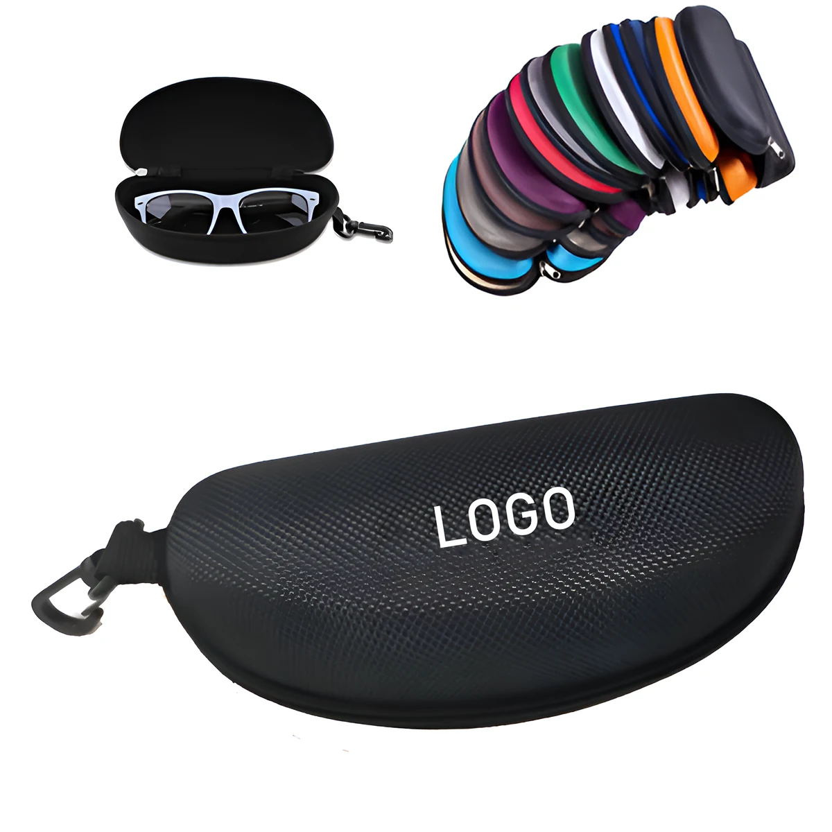 Portable Travel Zipper Sunglasses Case with Hook 1