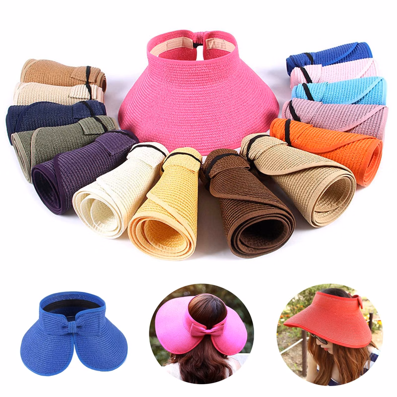 Foldable Straw Hat With Wide Brim