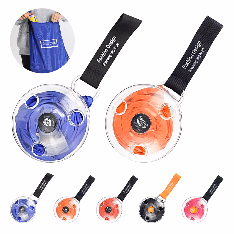 Rotating Disc Expandable Nylon Grocery Bag With Pull-out Handle 4"x4"