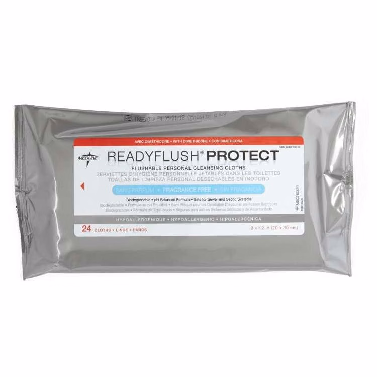 ReadyFlush Flushable Personal Cleansing Cloths - 8" x 12" 24 per Pack