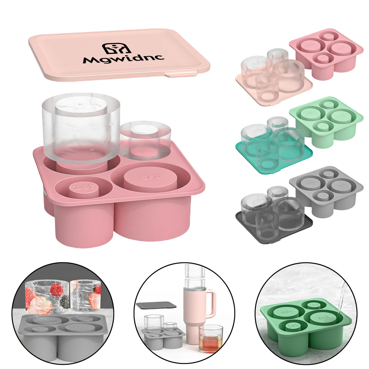 4-in-1 Square Ice Cube Tray with Lid 1