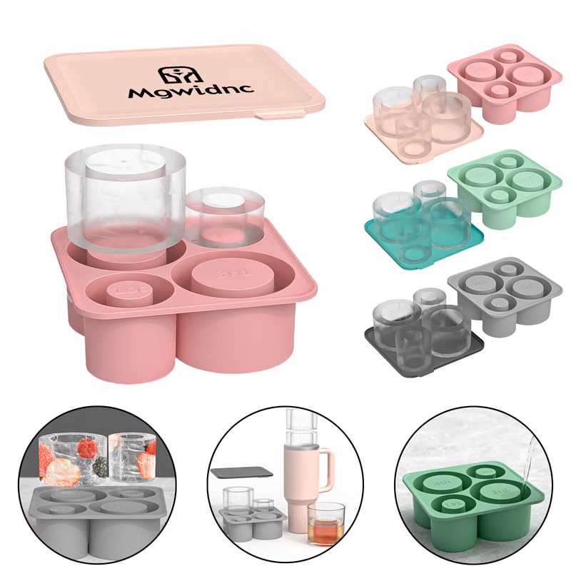 4-in-1 Square Ice Cube Tray with Lid