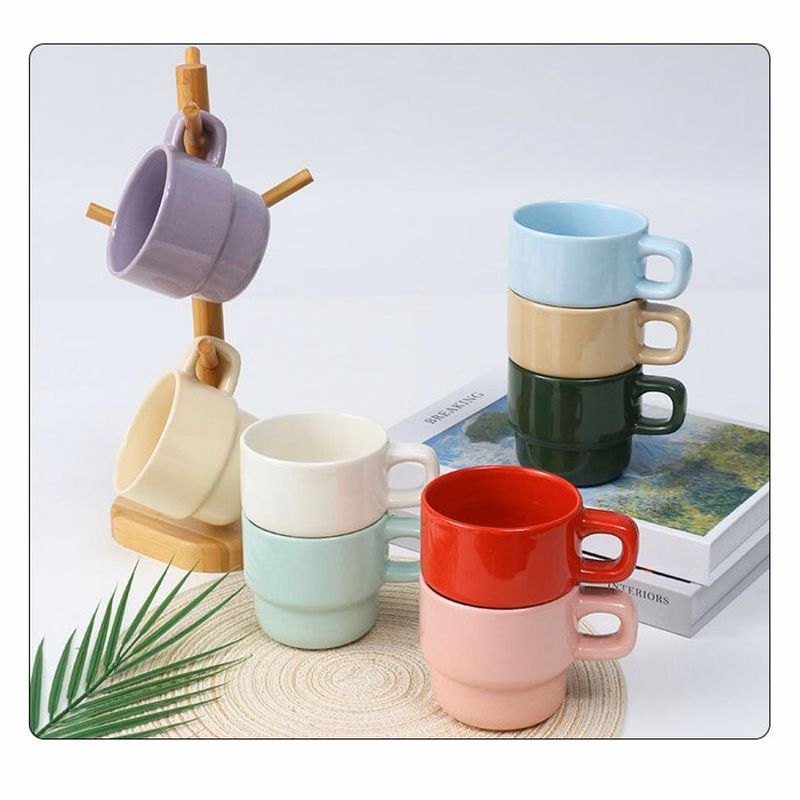 Cute Color Customizable Ceramic Cup With Handle