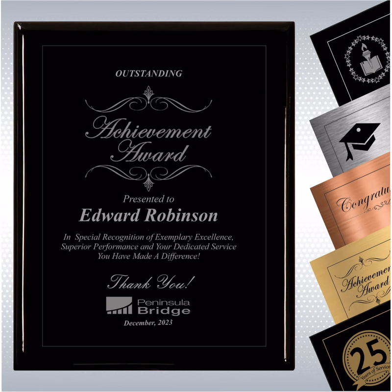 Black Piano Finish Wood Excellence, Achievement Plaque