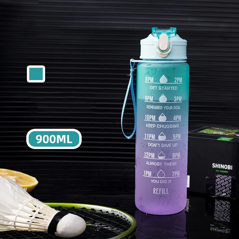 Color Changing 32oz Sport Motivational Water Bottle w/Straw & Time Marker 1
