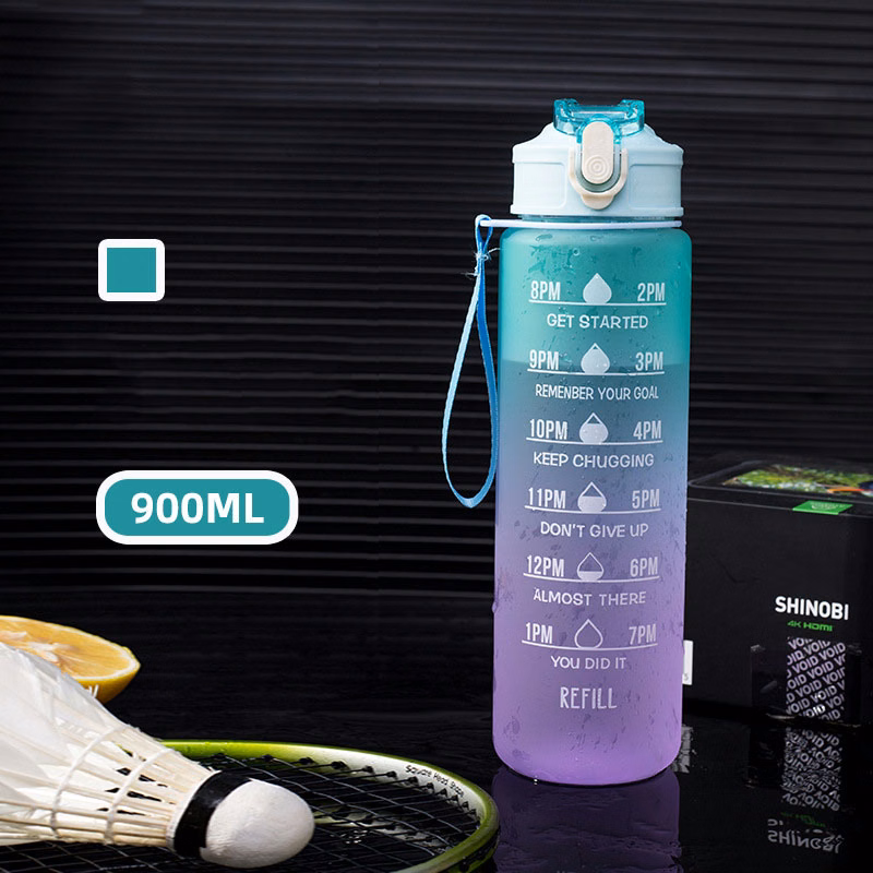 Color Changing 32oz Sport Motivational Water Bottle w/Straw & Time Marker